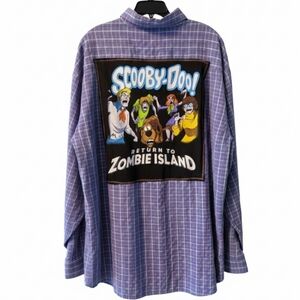 SCOOBY DOO Zombie Land Upcycled Plaid Shirt Hand Crafted